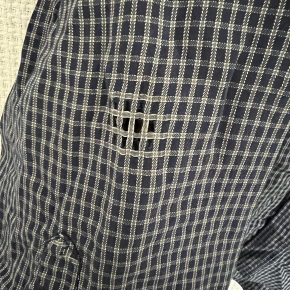 North Face Hiking Button Up Blue & Grey Plaid - Picture 2 of 5